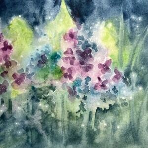 Original Garden Flowers‎ Painting Lilac Art floral impressionist Artettina USA